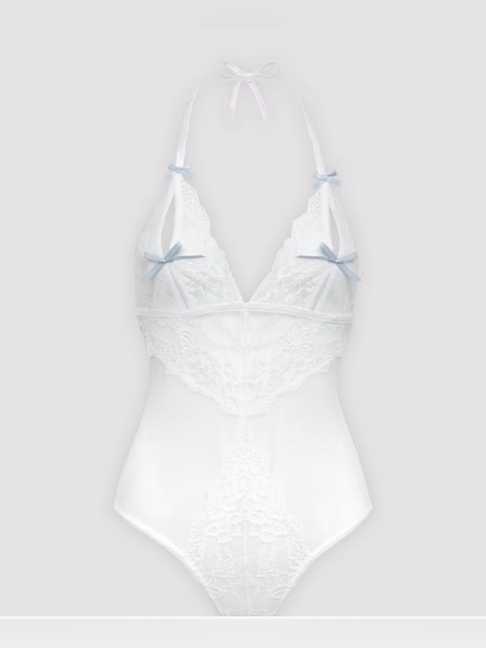 Lovehoney Peek-A-Boo White Lace & Mesh Teddy Queen O/S NWT